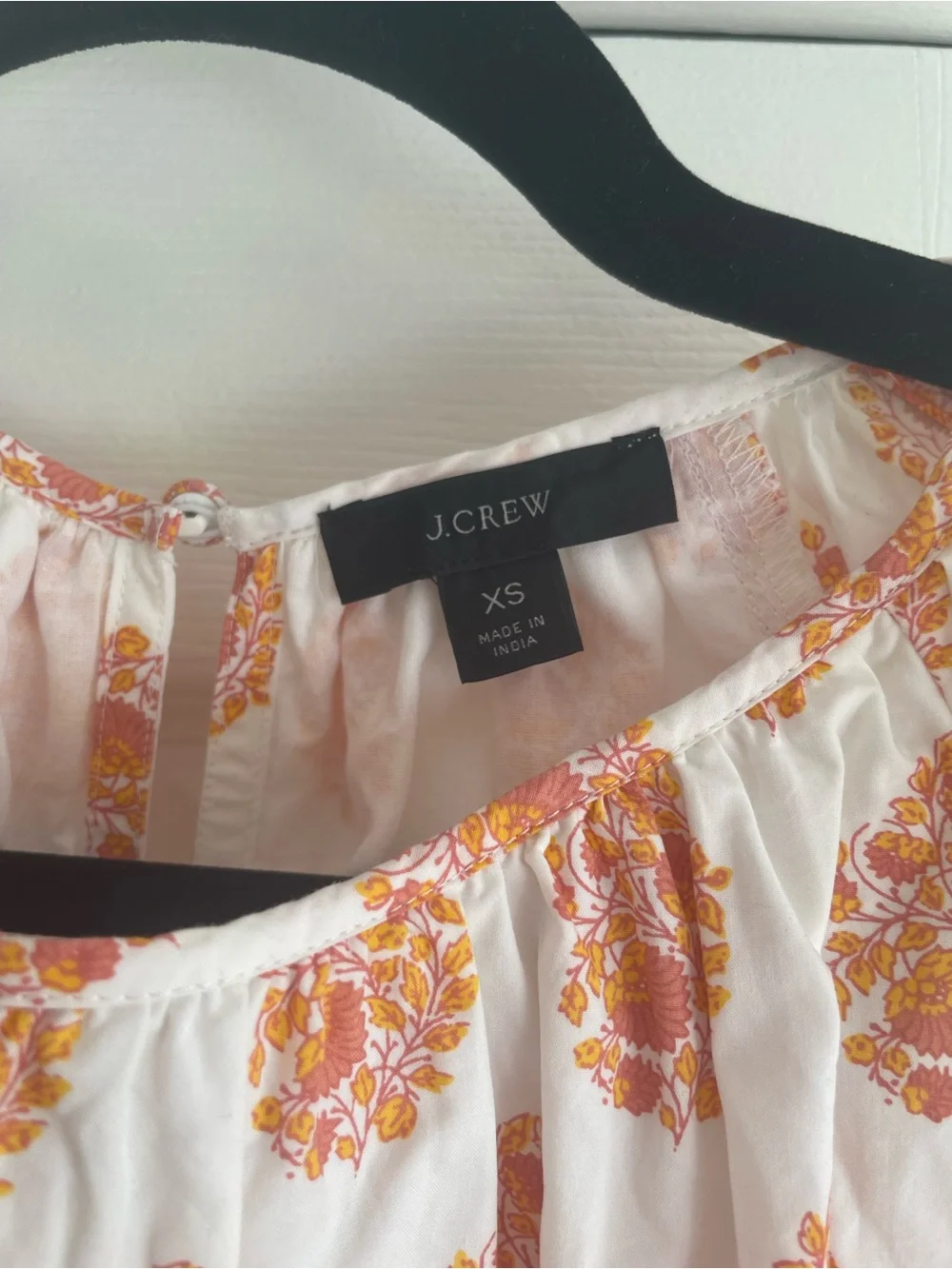 J. Crew White Dress with Orange Floral Motif